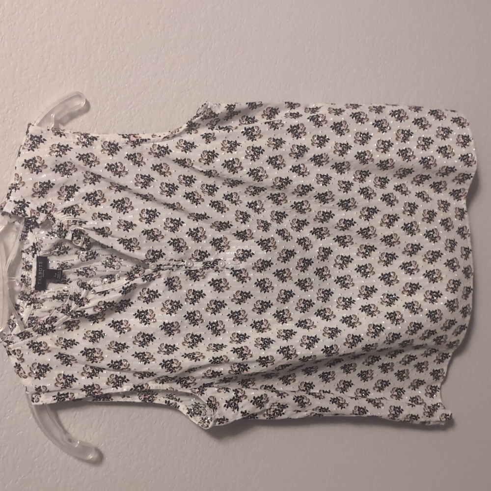 Talbots Floral Top with Silver Metallic Accents Dressy & Casual